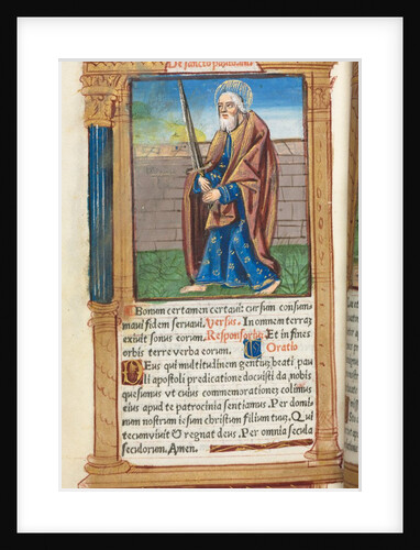 Printed Book of Hours: fol. 99v, St. Paul, 1510 by Guillaume Le Rouge