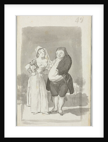 Prostitute Soliciting a Fat, Ugly Man; Young Woman Wringing Her Hands…, 1796-97 by Francisco de Goya