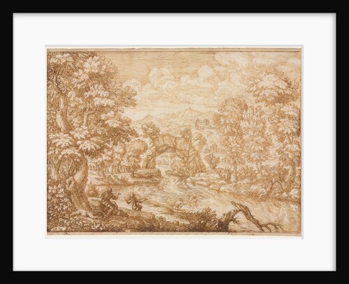 River Landscape with Arched Rock, second half 1600s by Crescenzio di Onofrio