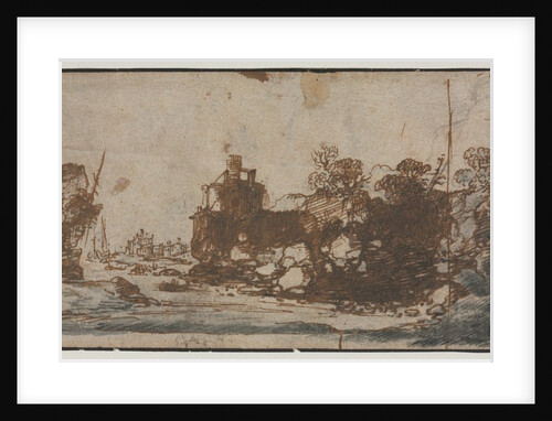 Rocky Inlet with Boats and Buildings, 1600s by Unknown