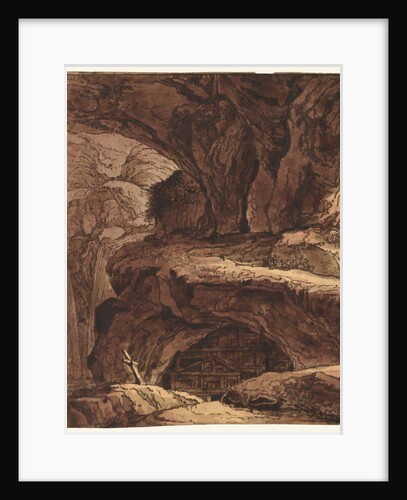 Rocky Landscape with a Cave Chapel, 19th century by Johann Martin von Rohoden (attributed to)