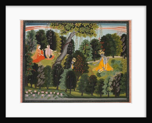 Sakhi Persuades Radha to Meet Krishna, from the 'Lambagraon' Gita Govinda…, c. 1820-1825 by Unknown