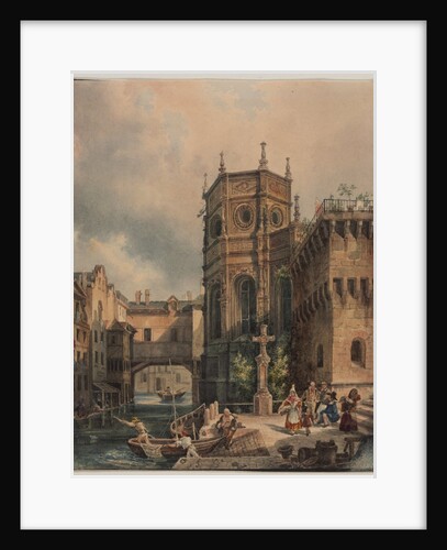 Scene on a Canal, first half 1800s by Hippolyte Jean Baptiste Garnerey