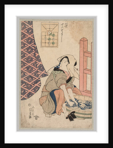Seated Woman Washing Clothes in a Wooden Tub, 1786-1864 by Gototei Kunisada