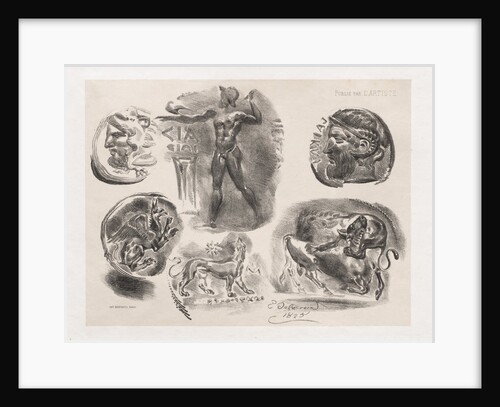 Sheet of Six Antique Coins, 1825 by Eugène Delacroix
