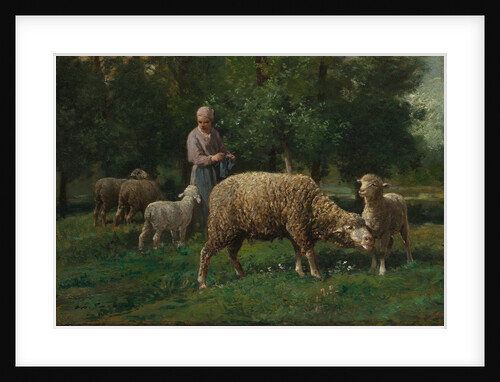 Shepherdess with Sheep, c. 1876 by Charles-Émile Jacque