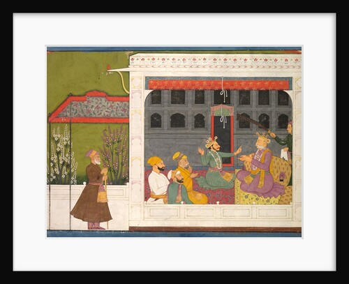 Shispul Arguing with Rukmini's Father, Bhishmaka, page from a Rukmini Mangal series, c. 1800 by Mola Ram (possibly)