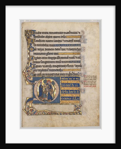 Single Leaf Excised from a Psalter: Initial D[ominus illuminatio mea] with Samuel?, c. 1270-1290 by Unknown