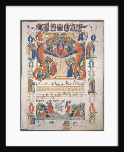 Single Leaf Excised from an Antiphonary: Inital A[spiciens a longe] with Christ in Majesty by Unknown