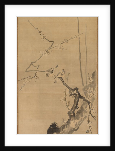 Sparrows on Blossoming Plum, 17th century by Kano Tan?y? (attributed to)