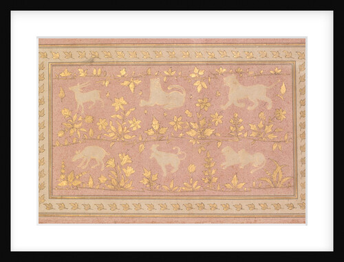 Stenciled Scenes of Lion and Gazelle, c. 1710 by Unknown