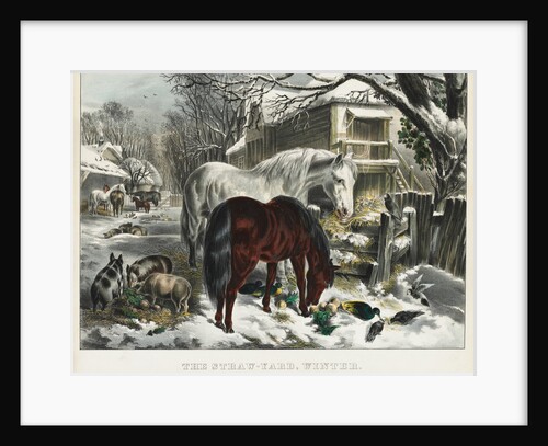 Straw-yard, Winter, 1800s by James Merritt Ives; Nathaniel Currier