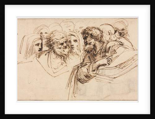 Study of Heads; Crenelated Fortress, 2nd half 1500s by Agostino Carracci