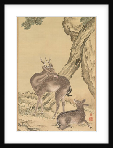 Symbols of Longevity: Deer under Peach and Pine, 1801 by Toda Tadanaka
