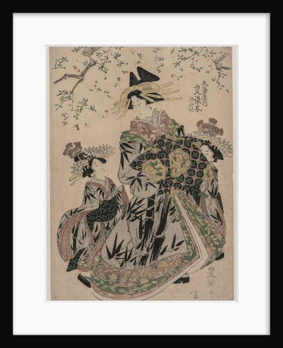 The Courtesan Katakoshigi of Maruebiya with her Kamuro Ageha and Midori, c. 1805 by Utagawa Toyokuni