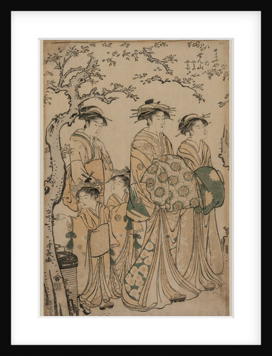 The Courtesan Senzan of Chojiya Strolling with her Kamuro Yasono and Yasoji and Two Shinzo, 1786 by Torii Kiyonaga