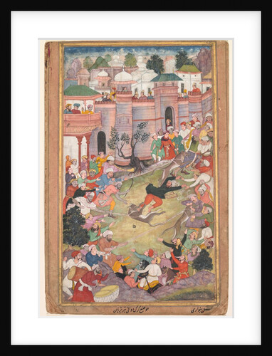The game of wolf-running in Tabriz, from an Akbar-nama, c. 1595-1600 by Banwari