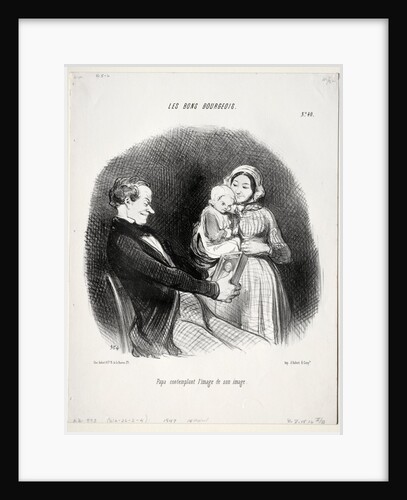 The Good Bourgeois, plate 40: Papa contemplates a likeness of his likeness, 1847 by Honoré Daumier