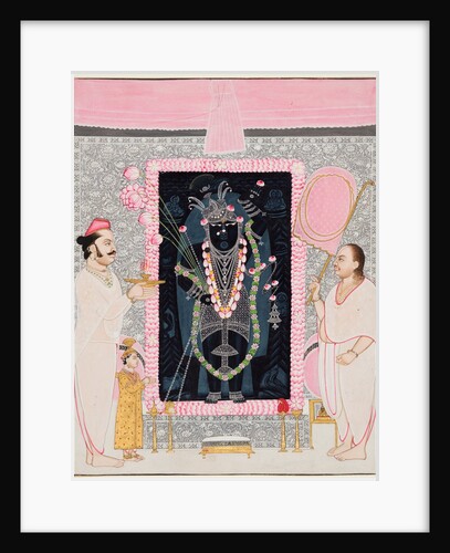 The head priest Govardhanlalji makes offerings to Shri Nathji in celebration…, c. 1890 by Ghasiram Hardev Sharma (attributed to)