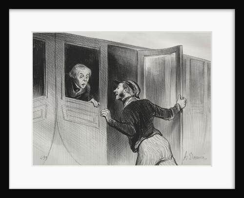 The Railroads, plate 11: The Hazard of Sleeping on a Journey, 1843 by Honoré Daumier; Aubert