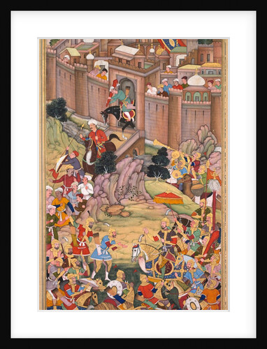 The siege of Arbela in the era of Hulagu Khan, page from a Chingiz-nama…, c. 1596 by Basavana; Sur Das