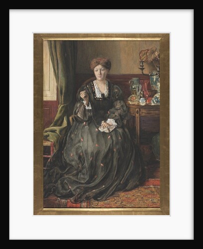 Thinking, Portrait of Emma Madox Brown, c. 1870 by Catherine Madox Brown