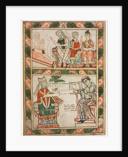 Title Page of St. Gregory's 'Moralia': Job Visited by His Three Friends…, c. 1143-1178 by Abbot Frowin (probably)