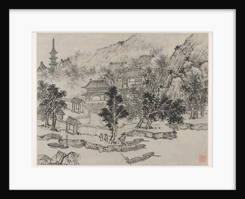 Twelve Views of Tiger Hill, Suzhou: Distant View of Tiger Hill from the Canal Mooring, after 1490 by Shen Zhou