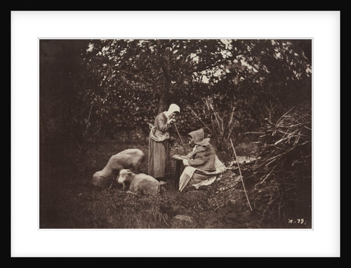 Two Shepherdesses Resting with Two Sheep, late 1870's by Auguste Giraudon's Artist