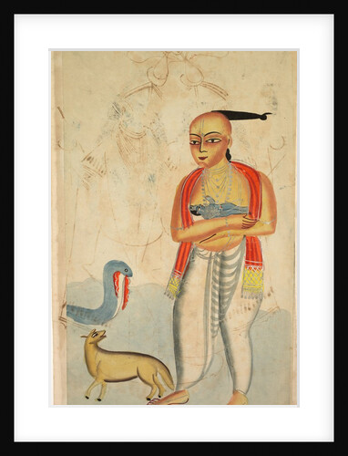 Vasudeva Fleeing with Krishna Encounters a Cobra and a Jackal, 1800s by Unknown