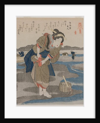 Woman Fastening her Skirts; from the series Five Pictures of Low Tide, late 1820s by Utagawa Kuniyoshi