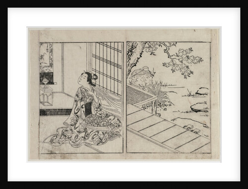 Woman Looking at a Hanging Scroll, c. 1740s by Nishikawa Sukenobu