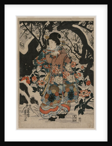 Woman Standing Beside a Plum Tree, c. 1850 by Utagawa Kunisada