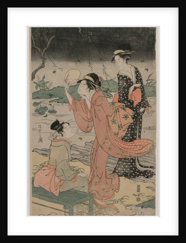 Women Beside a Stream Chasing Fireflies, mid 1790s by Ch?bunsai Eishi