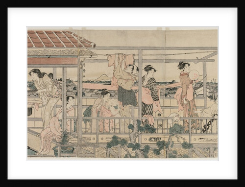Women Hanging Laundry to Dry on a Balcony, early 1790s by Kitagawa Utamaro