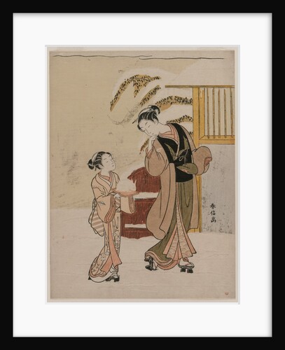 Young Woman Admiring a Snow Rabbit, late 1760s by Suzuki Harunobu