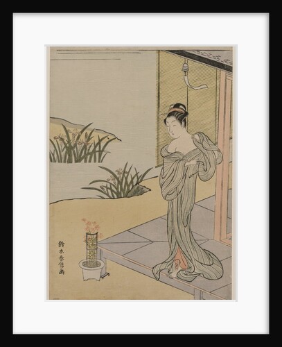 Young Woman Looking at a Pot of Pinks, c. 1767 by Suzuki Harunobu
