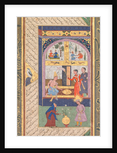 Zulaykha in her palace and as an old woman with Joseph, from a Panj Ganj…, 1603-1 by Mushfiq; others