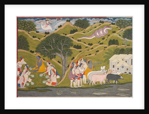 Krishna Returns with the Cowherds to Braj, from a Bhagavata Purana, c. 1830 by Unknown