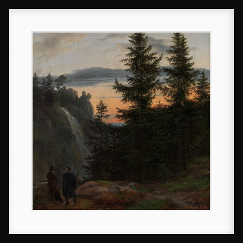 Two Men before a Waterfall at Sunset, 1823 by Johan Christian Dahl