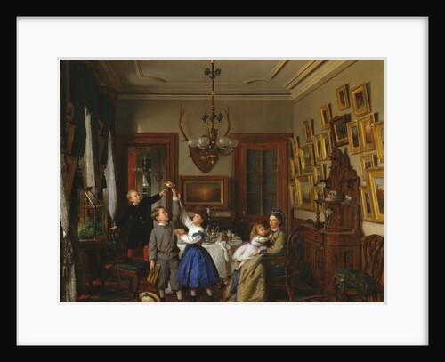 The Contest for the Bouquet: The Family of Robert Gordon in Their New York Dining-Room, 1866 by Seymour Joseph Guy