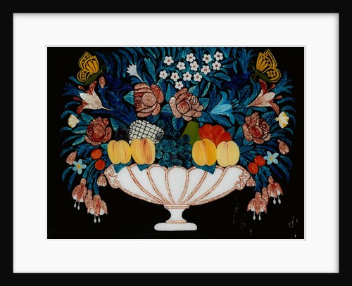 Still Life - Flowers and Fruit in White and Pink Bowl, 1840-60 by Unknown