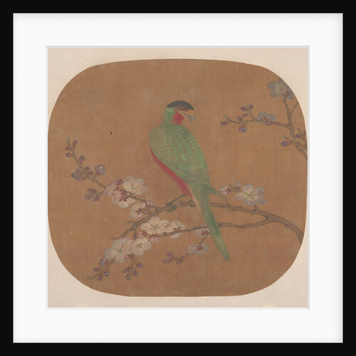 Parrot on Branch of Blossoming Tree by Unknown