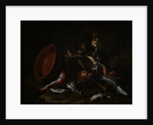 A Cat Stealing Fish, late 1660s by Giuseppe Recco