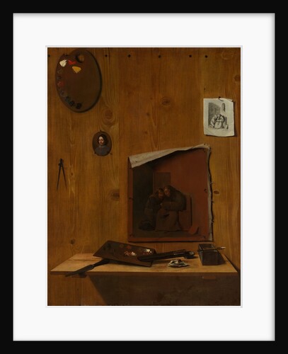 Trompe l'oeil with Palettes and Miniature by Attributed to Jean François de Le Motte