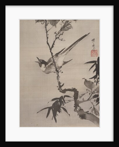 Singing Bird on a Branch, ca. 1887 by Kawanabe Kyosai
