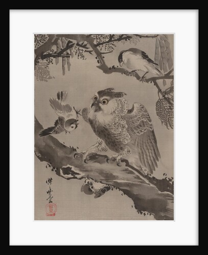 Owl Mocked by Small Birds, ca. 1887 by Kawanabe Kyosai