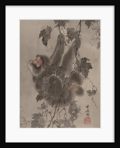 Monkey Hanging from Grapevines, ca. 1887 by Kawanabe Kyosai