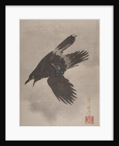 Crow Flying in the Snow, ca. 1887 by Kawanabe Kyosai
