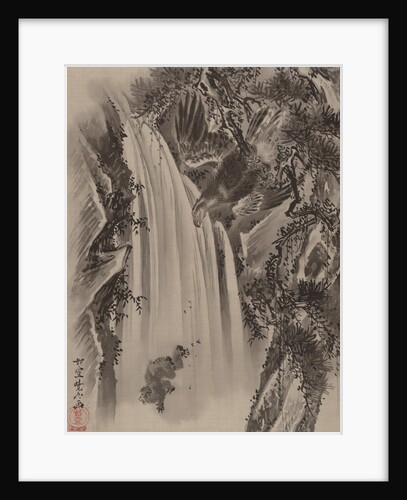 Waterfall, Eagle and Monkey, ca. 1887 by Kawanabe Kyosai